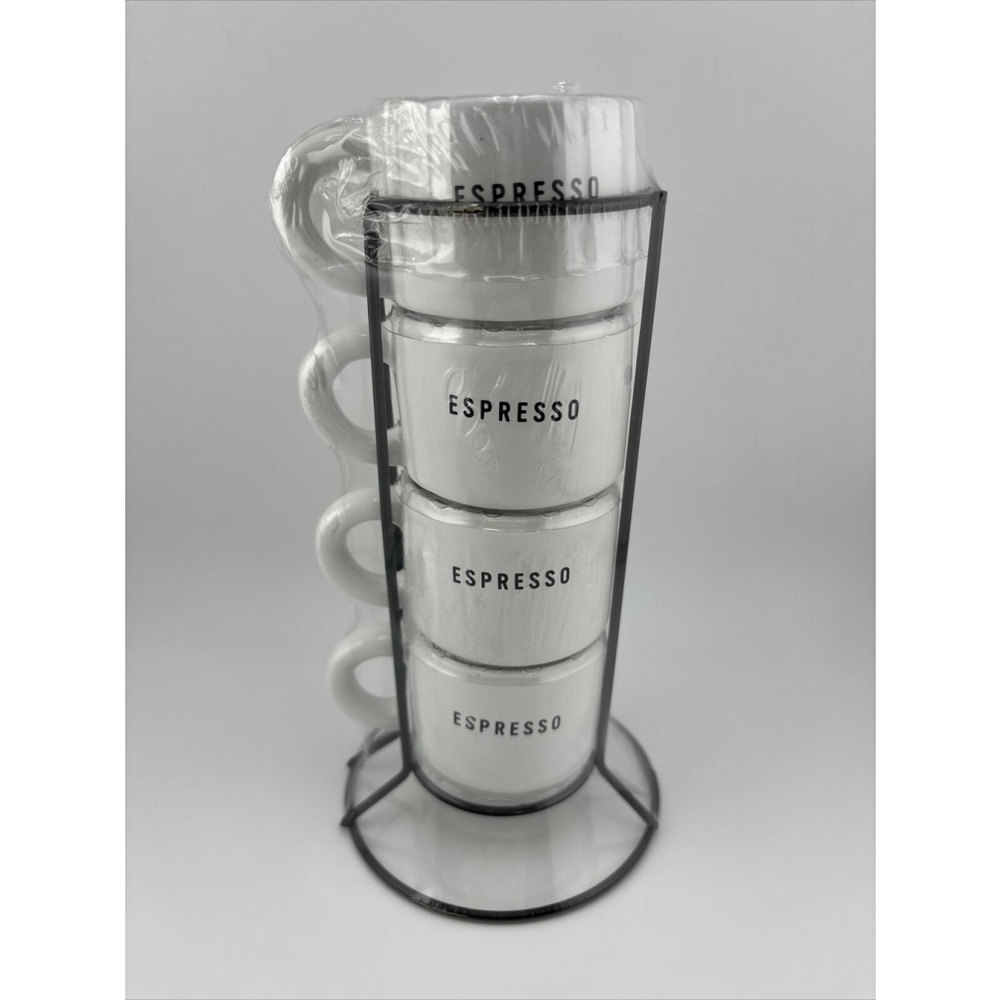 Target Bullseye Playground 5 Piece Espresso Mini Stackable Mugs Cups (NEW)